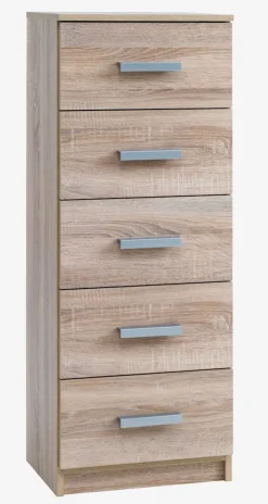 Kommode TAPDRUP 5 skuffer smal eg