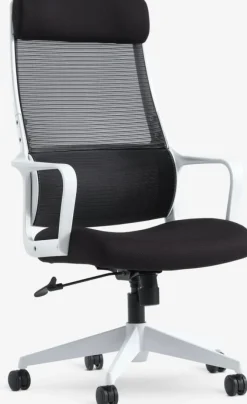 Kontorstol HEDENSTED sort stof/hvid