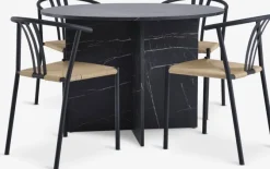 KRONDAL Ø110 bord marmor + 4 JYDERUP sort/natur