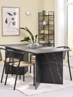 KRONDAL L180 bord marmor + 4 JYDERUP sort/natur