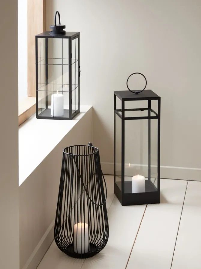 Lanterne MELIAS Ø24xH46cm sort