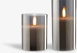 LED bloklys KLAUS Ø8xH10cm grå