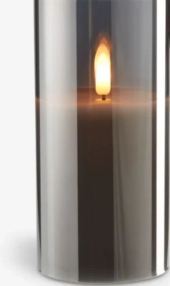 LED bloklys KLAUS Ø8xH15cm grå