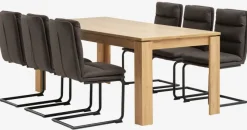 LINTRUP L190/280 bord eg + 4 ULSTRUP stole antracitgrå