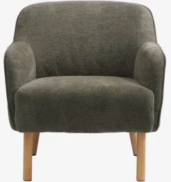 Lænestol BREDAL olivengrønt stof/egefarve