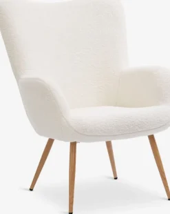 Lænestol HUNDESTED råhvid teddy/egefarve