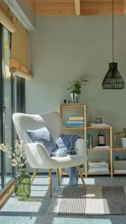 Lænestol HUNDESTED råhvid teddy/egefarve