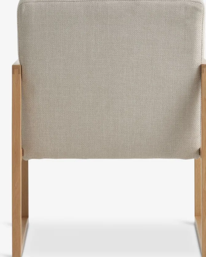 Lænestol KALUNDBORG sandfarvet stof/eg