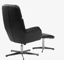 Lænestol m/fodskammel TANKEDAL sort kunstlæder