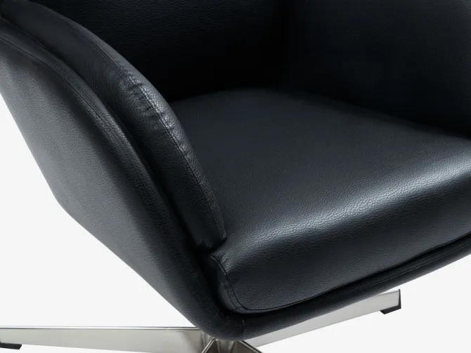 Lænestol m/fodskammel TANKEDAL sort kunstlæder