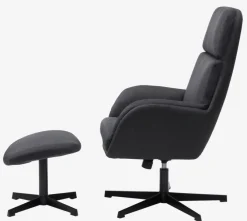 Lænestol m/fodskammel TANKEDAL mørkegråt stof