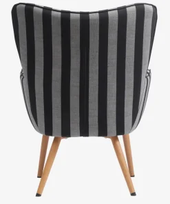 Lænestol SIMESTED stribet sort/beige stof