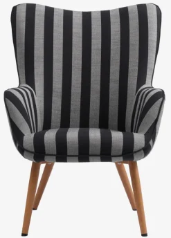 Lænestol SIMESTED stribet sort/beige stof