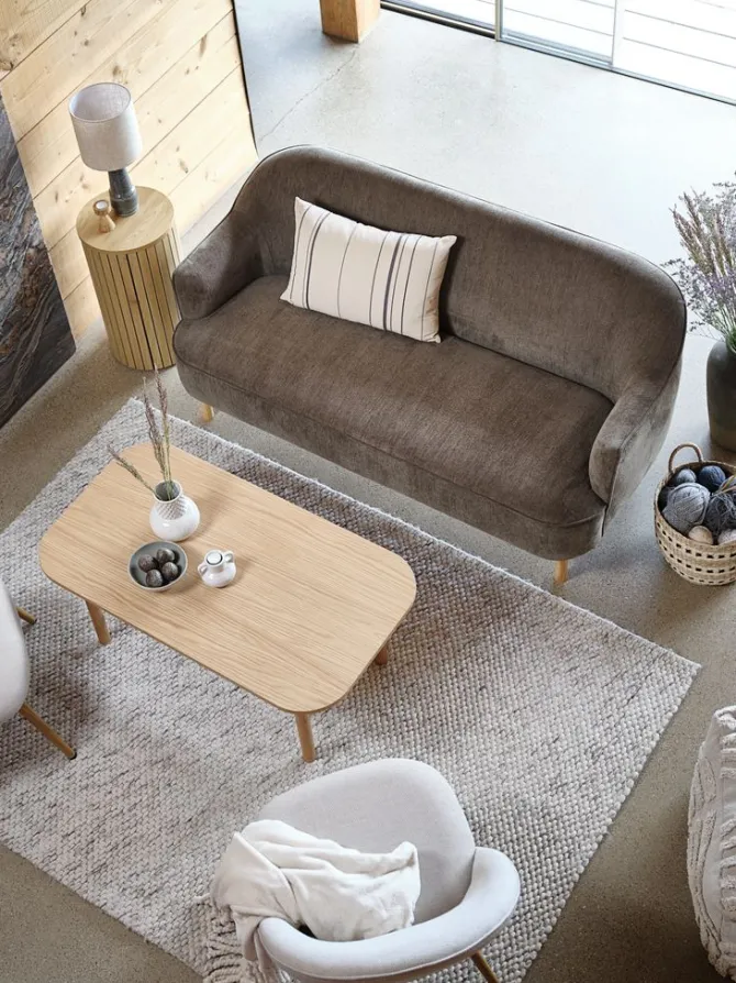 Lænestol THORUP beige stof/egefarve