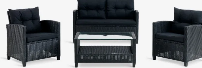 Loungesæt MORA 4-pers. sort