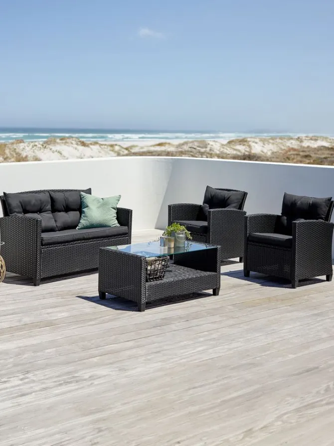 Loungesæt MORA 4-pers. sort