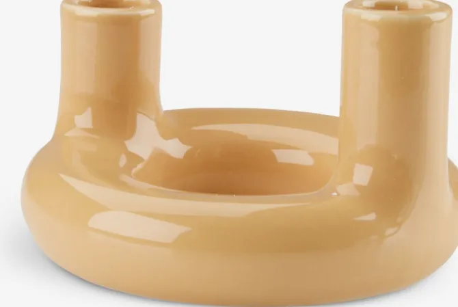 Lysestage JIM Ø13xH9cm gul