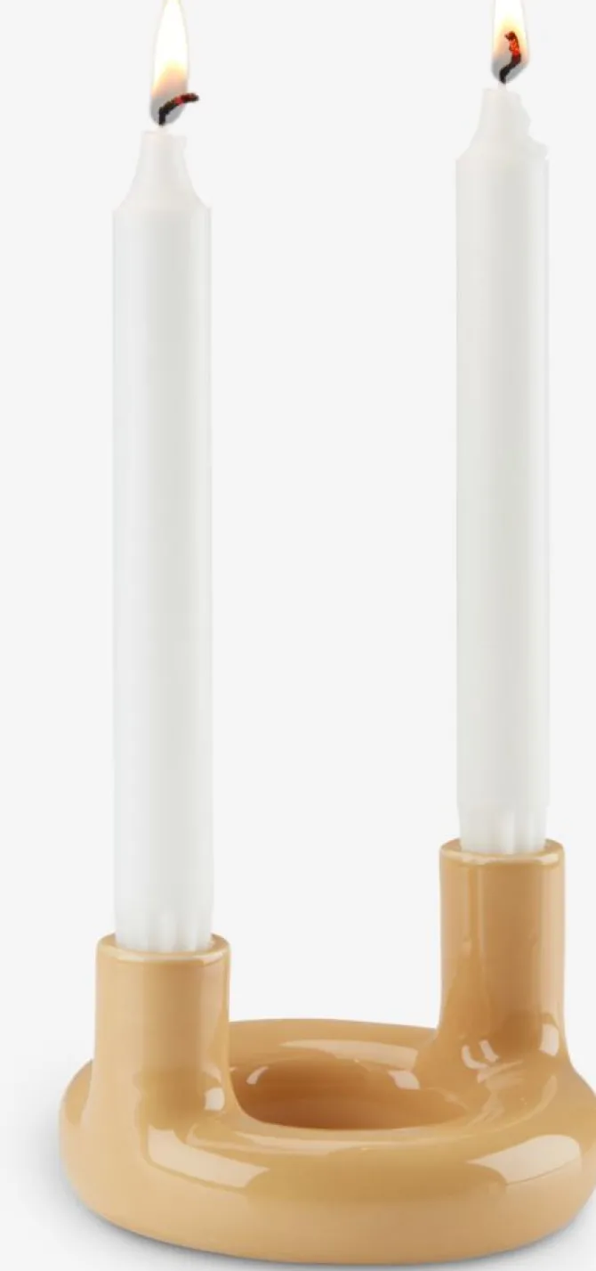 Lysestage JIM Ø13xH9cm gul