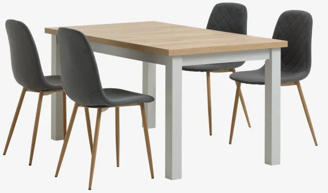 MARKSKEL L150/193 bord grå + 4 JONSTRUP asfalt/eg