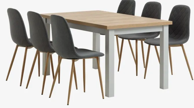 MARKSKEL L150/193 bord grå + 4 JONSTRUP asfalt/eg