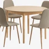 MARSTRAND Ø110 bord eg + 4 BISTRUP stole sand