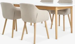 MARSTRAND L200 bord hvid + 4 ADSLEV stole beige
