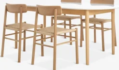 MARSTRAND L200 bord hvid + 4 ISLEV stole u/armlæn eg