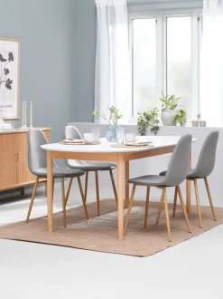 MARSTRAND L200 bord hvid + 4 JONSTRUP stole grå/eg