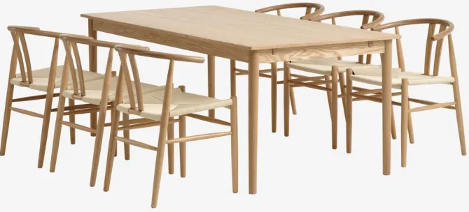 MARSTRUP L190/280 bord eg + 4 GUDERUP stole eg/natur