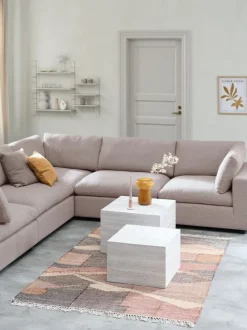 Modulsofa LUNDBY hjørne sandfarvet stof