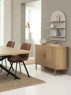 NORTOFT L200 bord eg + 4 HYGUM stole cognac