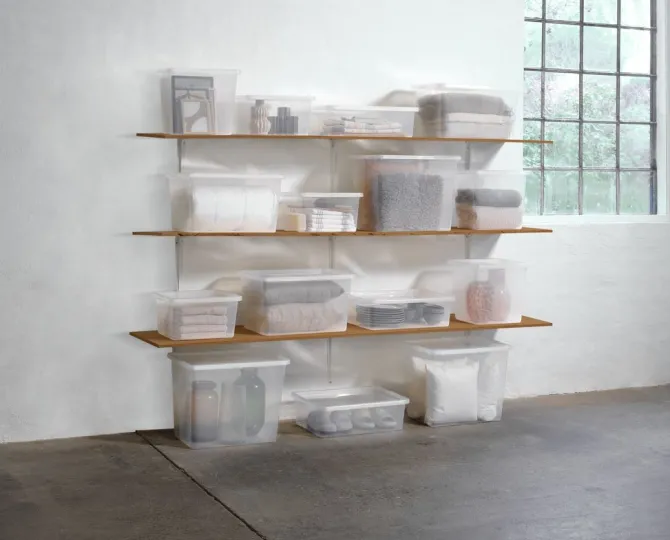 Opbevaringsboks BASIC BOX 80L m/låg transparent