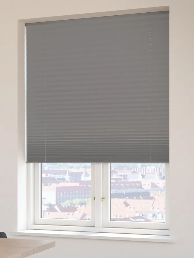 Plisségardin mørklægning FYN 80x160 grå trådløst