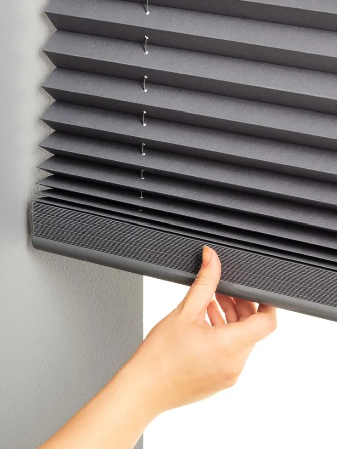 Plisségardin mørklægning FYN 80x160 grå trådløst