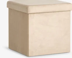 Puf AUNING 38x38 m/opbevaringsplads mørk sand velour