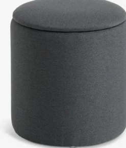 Puf GISLEV Ø36 m/opbevaringsplads asfaltfarvet stof