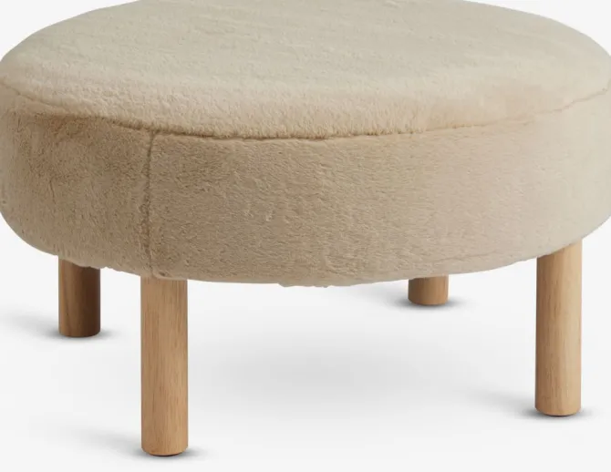 Puf RAMSDAL Ø70 beige teddy/egefarve