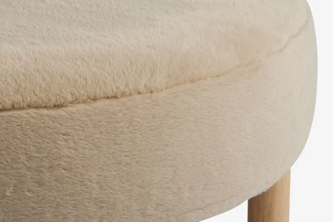 Puf RAMSDAL Ø70 beige teddy/egefarve