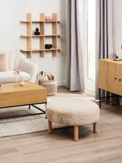 Puf RAMSDAL Ø70 beige teddy/egefarve