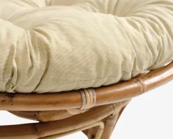 Rattanstol JORDRUP Ø100cm natur/råhvidt stof