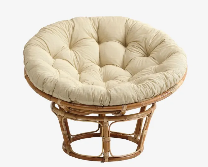 Rattanstol JORDRUP Ø100cm natur/råhvidt stof