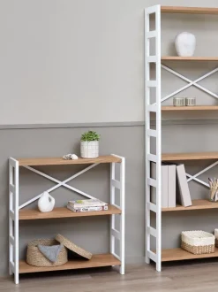 Reol INTRUP bred 3 hylder hvid/eg