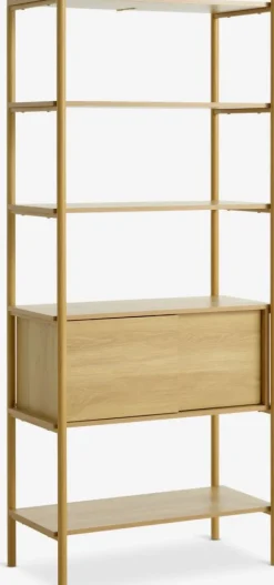 Reol LINDVED 6 hylder 2 låger egefarve