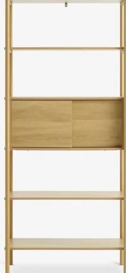 Reol LINDVED 6 hylder 2 låger egefarve