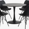RINGSTED Ø100 bord sort + 4 KLARUP stole sort