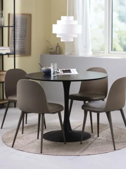 RINGSTED Ø100 bord sort + 4 ULDAL stole brun