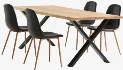 ROSLEV L200 bord eg natur + 4 JONSTRUP stole sort/eg