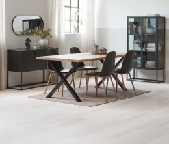 ROSLEV L200 bord eg natur + 4 JONSTRUP stole sort/eg