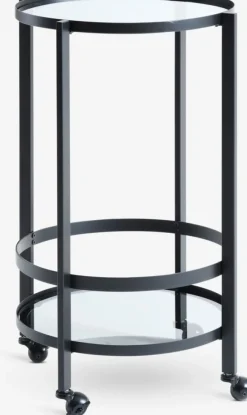 Rullebord SORTEBRO 2 hylder sort/glas
