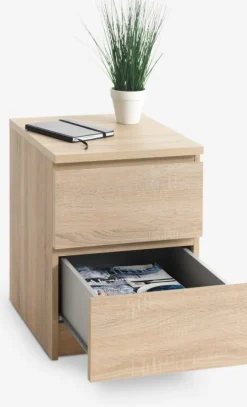 Sengebord LIMFJORDEN 2 skuffer lys egefarve